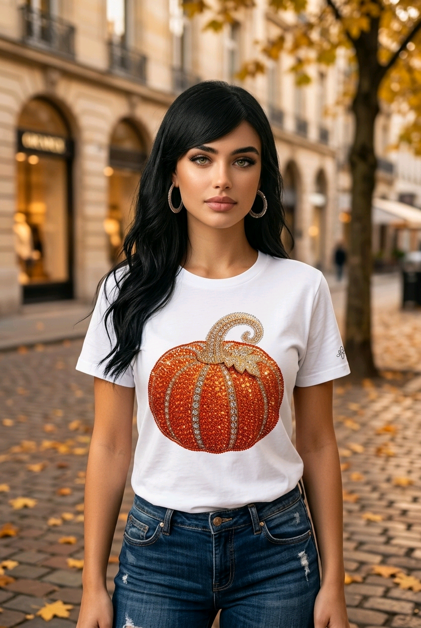 Women’s Pumpkin Graphic Tee – Fall & Halloween Shirt