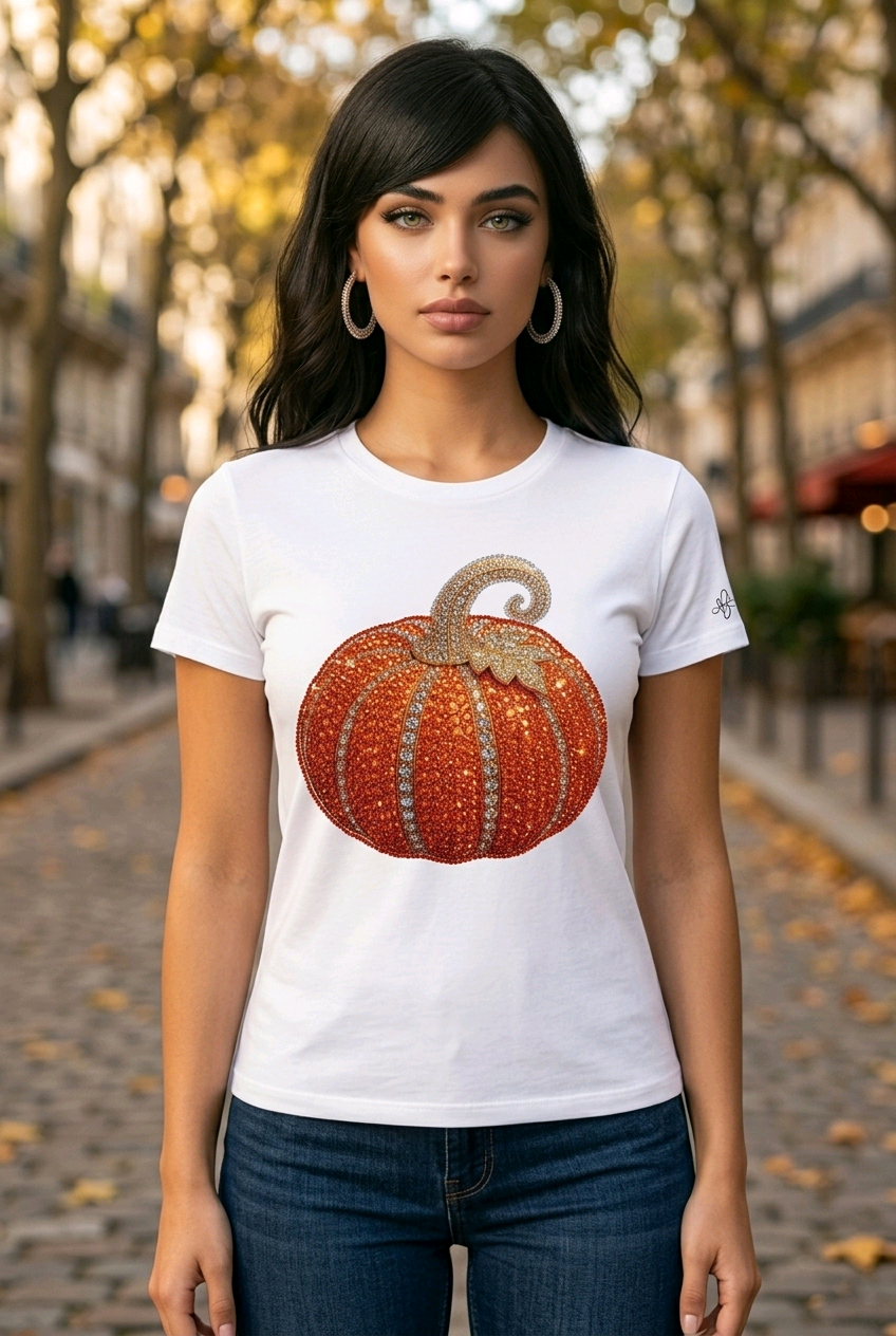 Women’s Pumpkin Graphic Tee – Fall & Halloween Shirt