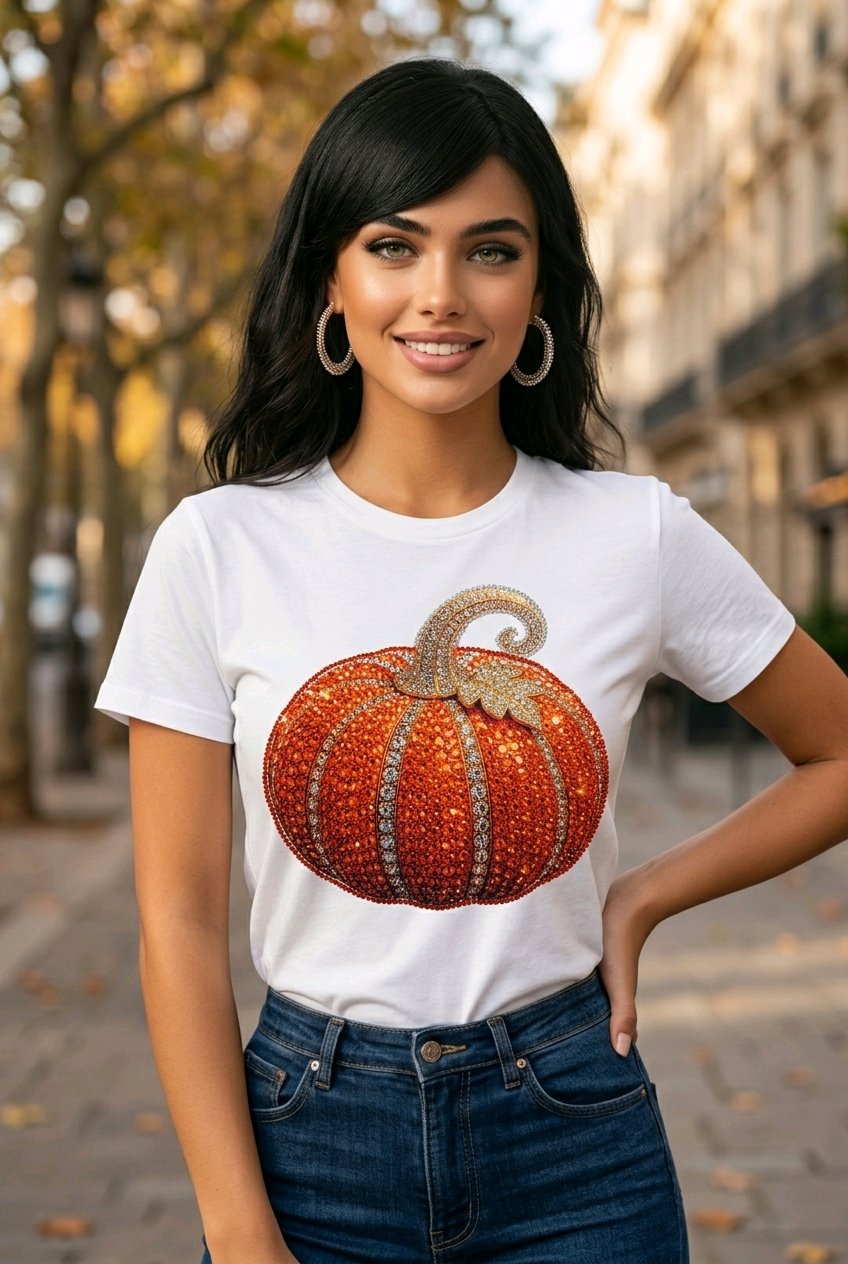 Women’s Pumpkin Graphic Tee – Fall & Halloween Shirt