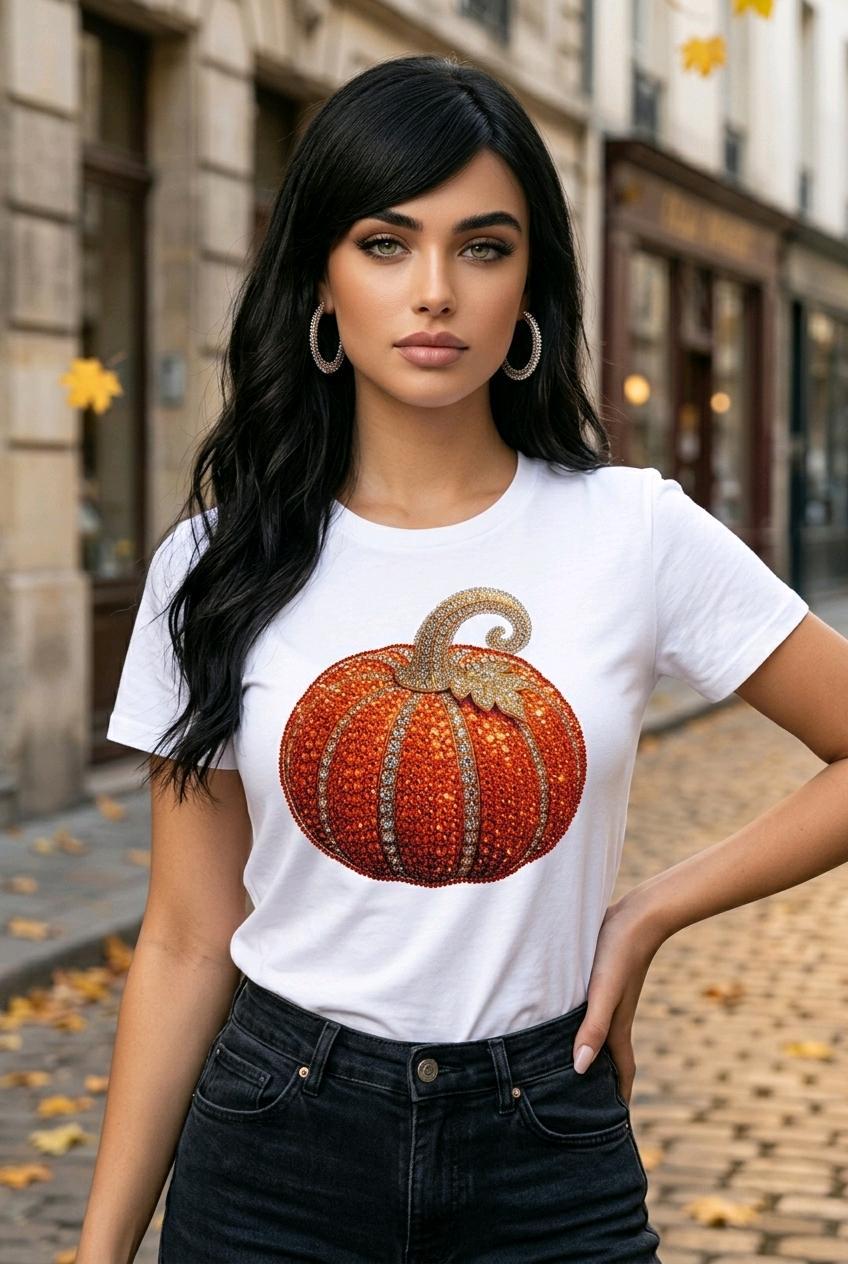 Women’s Pumpkin Graphic Tee – Fall & Halloween Shirt